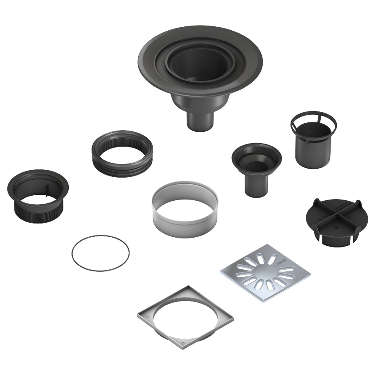 Wedi Fundo Put afvoer verticaal DN-50 vierkant